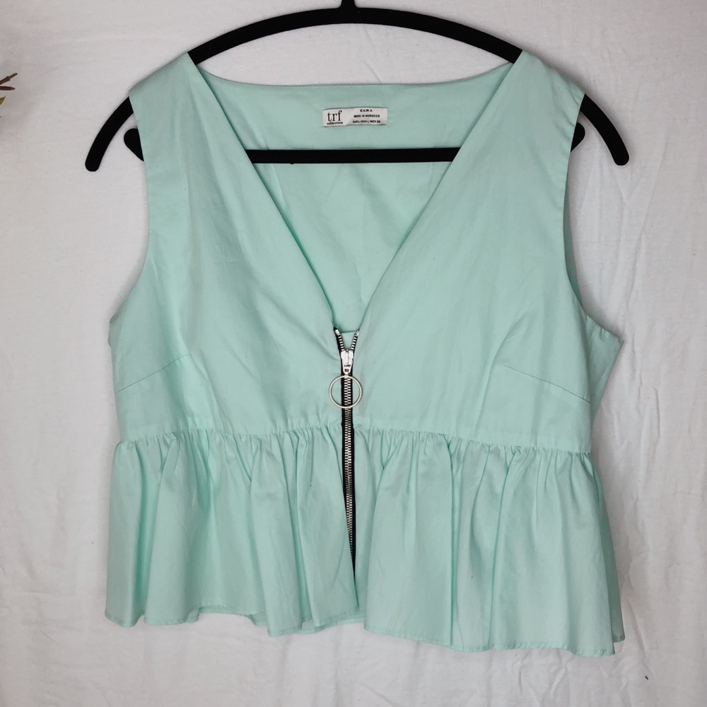 Blue Zip Up Blouse from Zara Size L